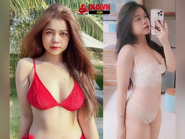 Em Bikini đỏ mặt dễ thương thích cưỡi ngựa