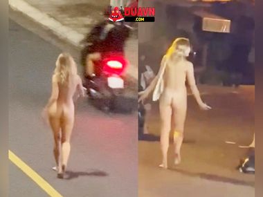 Gái Tây ngáo đá khoả thân đi dạo trên đường phố Hà Nội